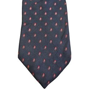 Adolfo Extra Long Silk Tie Mens Navy Blue Red Micro Paisley Made in USA RN22356